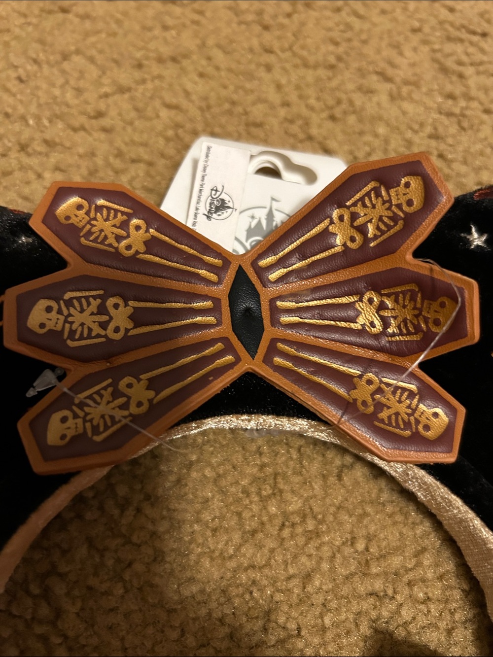 Disney Black Velvet Kids Ear Headband with Gold Moon & Brown Bow - Picture 2 of 7